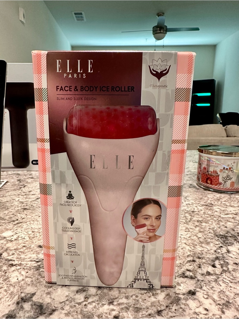 Elle Paris Face & Body Ice Roller - Pink and Red